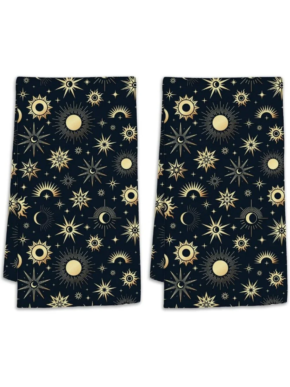 Soft Absorbent Decorative Bath Towels - Sun Moon Stars Design for Home & Beach